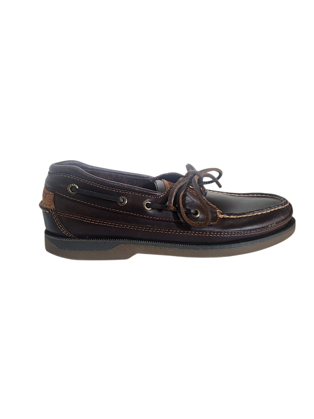Sperry Dark Brown Leather Lace Up Loafers Boat Shoes Size 8.5 Flaw
